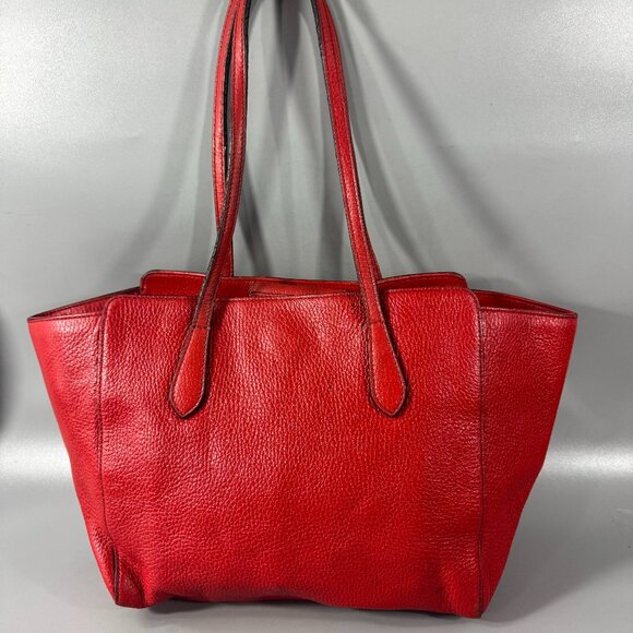 100% Authenitc Gucci Swing Red Leather Tote - Picture 1 of 15